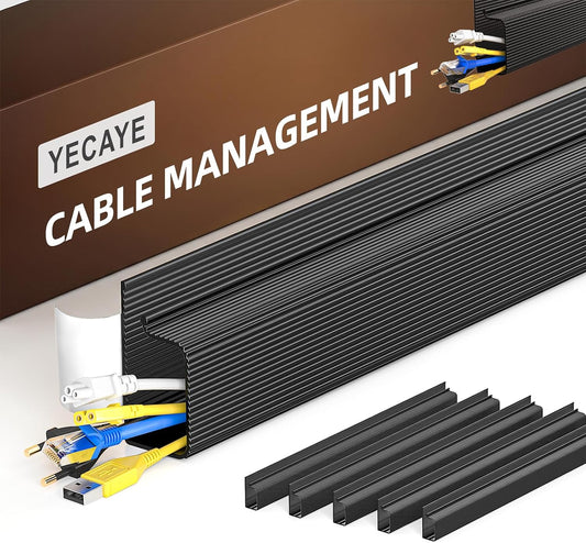 6 Pack Cable Management, Cord Organizer, Cable Organizer, Adhesive Mount Cord Organizer for Desk, No-Drill Desk Wire Management for Home Office, Baby Proofing, Black